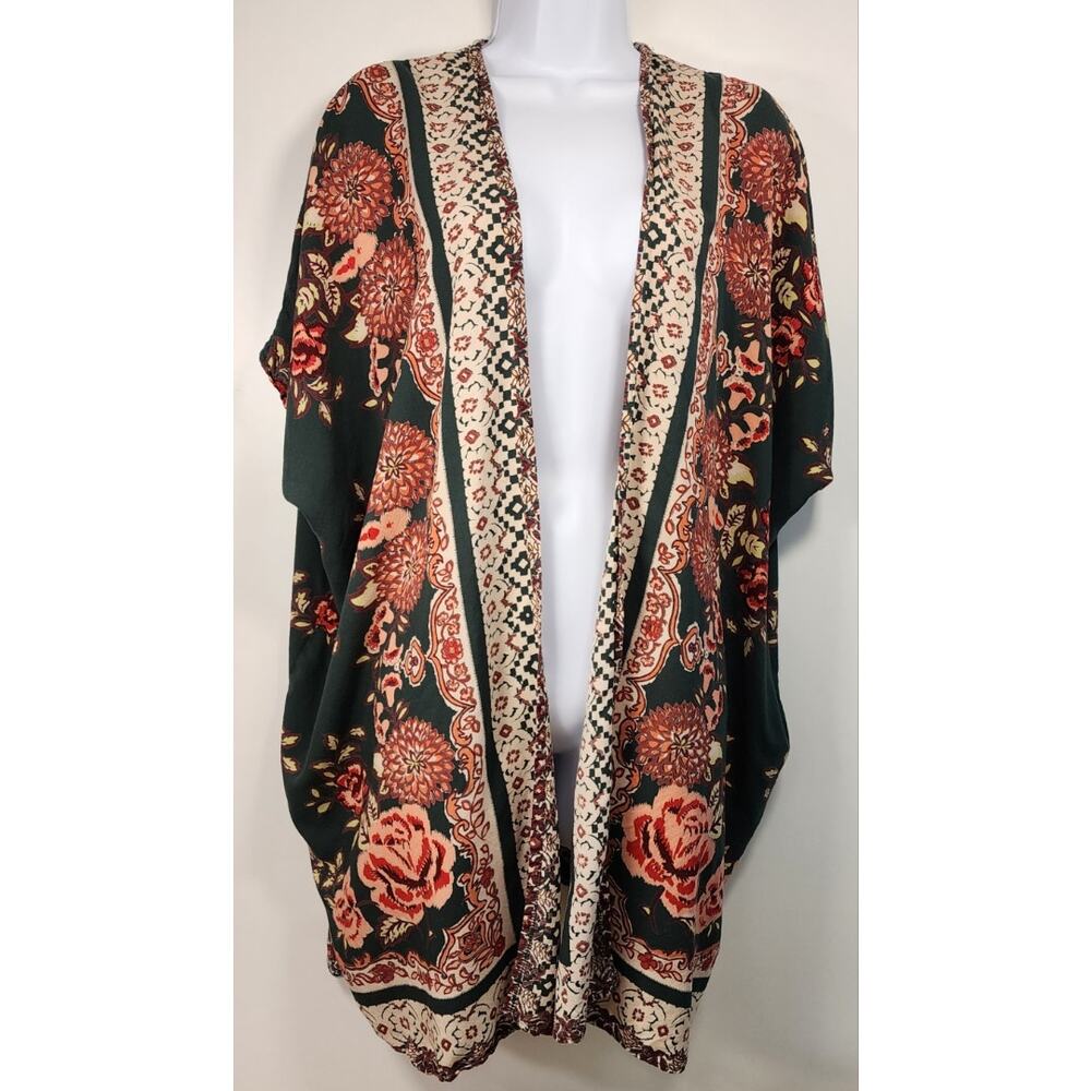 Angie Boho Floral Kimono‎ Cardigan Open Front Festival Cottagecore